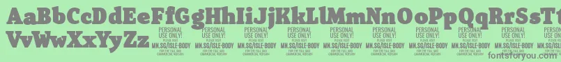 IsleBodyBl PERSONAL Font – Gray Fonts on Green Background