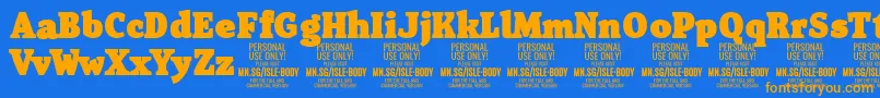 IsleBodyBl PERSONAL Font – Orange Fonts on Blue Background