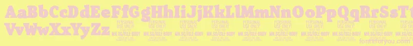 IsleBodyBl PERSONAL-Schriftart – Rosa Schriften auf gelbem Hintergrund