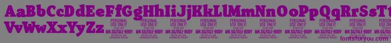 IsleBodyBl PERSONAL Font – Purple Fonts on Gray Background