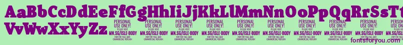 IsleBodyBl PERSONAL Font – Purple Fonts on Green Background