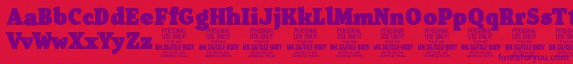 IsleBodyBl PERSONAL Font – Purple Fonts on Red Background
