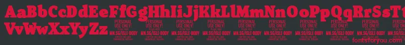 IsleBodyBl PERSONAL Font – Red Fonts on Black Background