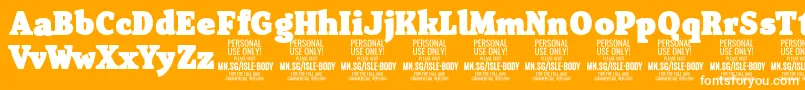 IsleBodyBl PERSONAL Font – White Fonts on Orange Background