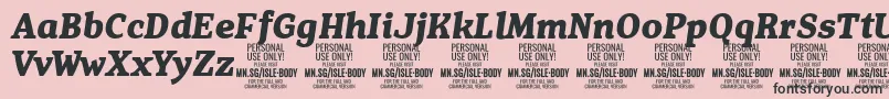 フォントIsleBodyBo i PERSONAL – ピンクの背景に黒い文字