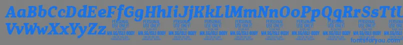 IsleBodyBo i PERSONAL Font – Blue Fonts on Gray Background