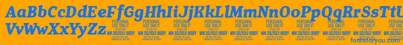 IsleBodyBo i PERSONAL Font – Blue Fonts on Orange Background