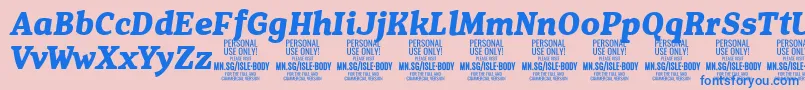 IsleBodyBo i PERSONAL-fontti – siniset fontit vaaleanpunaisella taustalla