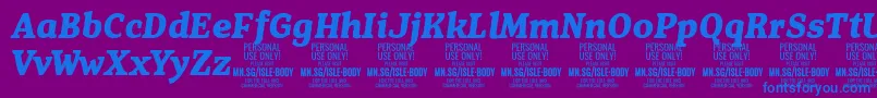 Шрифт IsleBodyBo i PERSONAL – синие шрифты на фиолетовом фоне