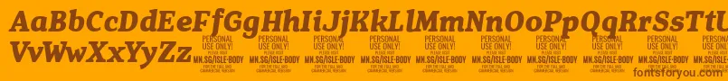 IsleBodyBo i PERSONAL Font – Brown Fonts on Orange Background