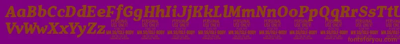 Шрифт IsleBodyBo i PERSONAL – коричневые шрифты на фиолетовом фоне