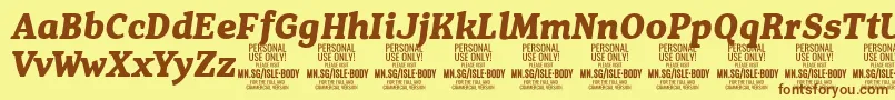 IsleBodyBo i PERSONAL Font – Brown Fonts on Yellow Background