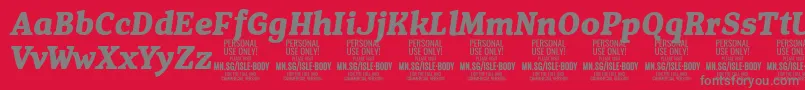 IsleBodyBo i PERSONAL Font – Gray Fonts on Red Background