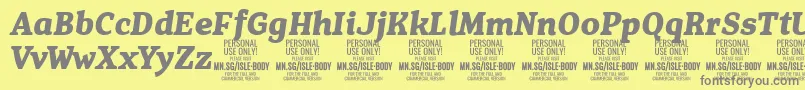 IsleBodyBo i PERSONAL Font – Gray Fonts on Yellow Background