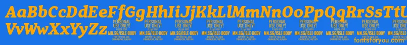 IsleBodyBo i PERSONAL Font – Orange Fonts on Blue Background