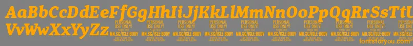 IsleBodyBo i PERSONAL Font – Orange Fonts on Gray Background