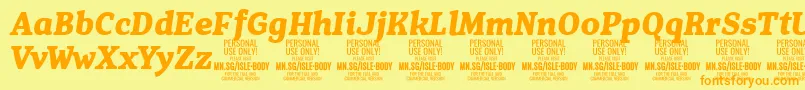 IsleBodyBo i PERSONAL Font – Orange Fonts on Yellow Background