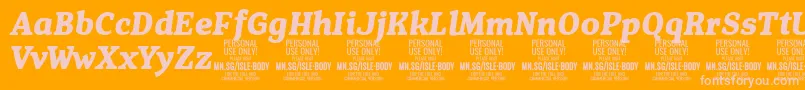 IsleBodyBo i PERSONAL-Schriftart – Rosa Schriften auf orangefarbenem Hintergrund