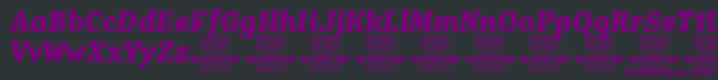 IsleBodyBo i PERSONAL-fontti – violetit fontit mustalla taustalla