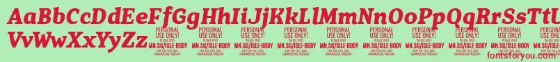 IsleBodyBo i PERSONAL Font – Red Fonts on Green Background