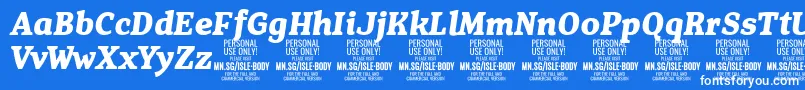 IsleBodyBo i PERSONAL Font – White Fonts on Blue Background