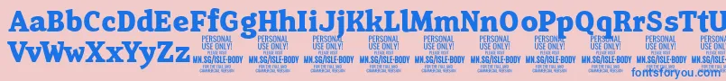 Weitere Informationen zur IsleBodyBo PERSONAL-Schriftart IsleBodyBo PERSONAL-Schriftart – Blaue Schriften auf rosa Hintergrund