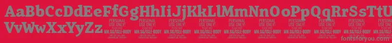 フォントIsleBodyBo PERSONAL – 赤い背景に灰色の文字