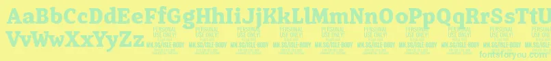 Weitere Informationen zur IsleBodyBo PERSONAL-Schriftart IsleBodyBo PERSONAL-Schriftart – Grüne Schriften auf gelbem Hintergrund