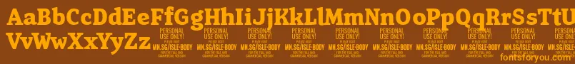 IsleBodyBo PERSONAL Font – Orange Fonts on Brown Background