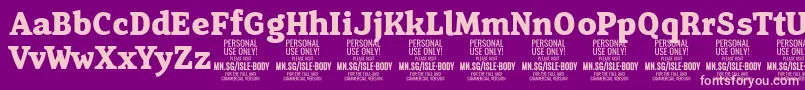 Шрифт IsleBodyBo PERSONAL – розовые шрифты на фиолетовом фоне