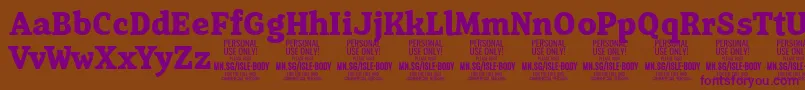 IsleBodyBo PERSONAL-Schriftart – Violette Schriften auf braunem Hintergrund