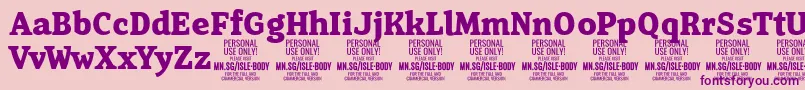 Czcionka IsleBodyBo PERSONAL – fioletowe czcionki na różowym tle