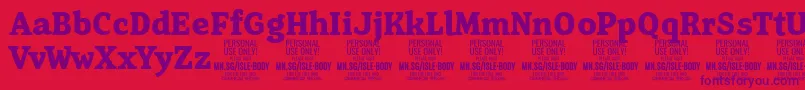 Шрифт IsleBodyBo PERSONAL – фиолетовые шрифты на красном фоне