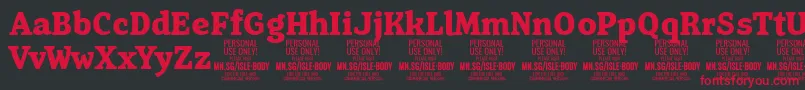 IsleBodyBo PERSONAL Font – Red Fonts on Black Background