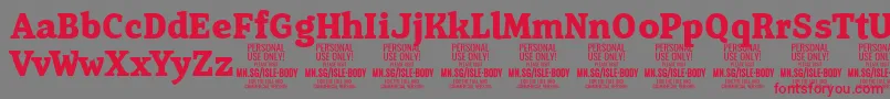 フォントIsleBodyBo PERSONAL – 赤い文字の灰色の背景