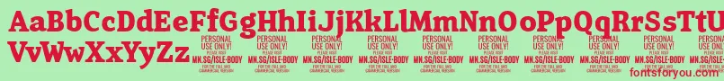 Czcionka IsleBodyBo PERSONAL – czerwone czcionki na zielonym tle