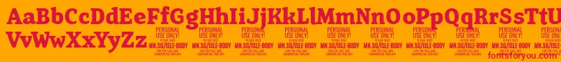 IsleBodyBo PERSONAL-fontti – punaiset fontit oranssilla taustalla