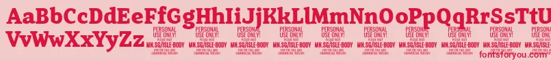 IsleBodyBo PERSONAL-fontti – punaiset fontit vaaleanpunaisella taustalla