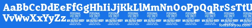 IsleBodyBo PERSONAL Font – White Fonts on Blue Background