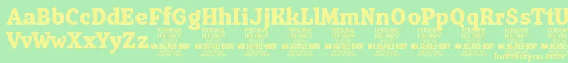 フォントIsleBodyBo PERSONAL – 黄色の文字が緑の背景にあります