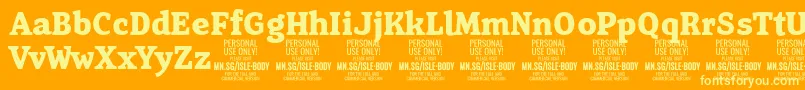 Czcionka IsleBodyBo PERSONAL – żółte czcionki na pomarańczowym tle