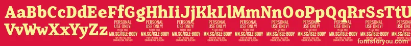 IsleBodyBo PERSONAL Font – Yellow Fonts on Red Background