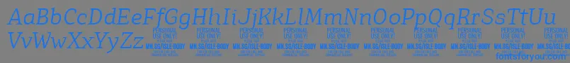 IsleBodyLi i PERSONAL-Schriftart – Blaue Schriften auf grauem Hintergrund