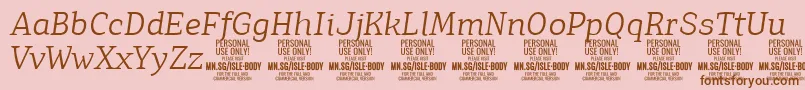 IsleBodyLi i PERSONAL Font – Brown Fonts on Pink Background