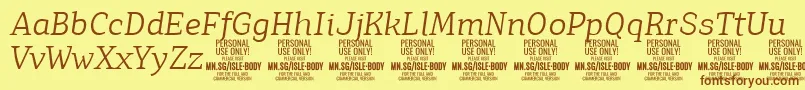 IsleBodyLi i PERSONAL Font – Brown Fonts on Yellow Background