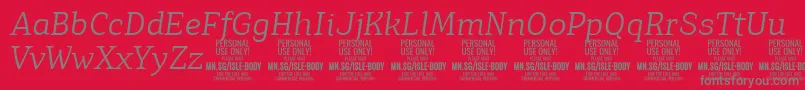 Fonte IsleBodyLi i PERSONAL – fontes cinzas em um fundo vermelho