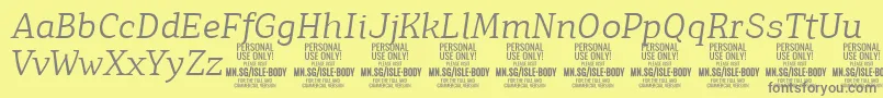 IsleBodyLi i PERSONAL Font – Gray Fonts on Yellow Background