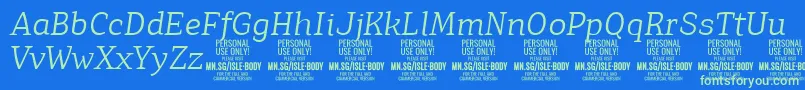 IsleBodyLi i PERSONAL Font – Green Fonts on Blue Background