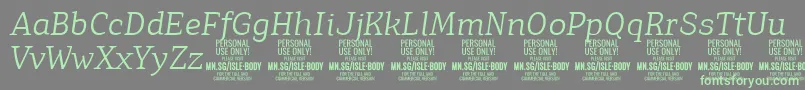 IsleBodyLi i PERSONAL Font – Green Fonts on Gray Background