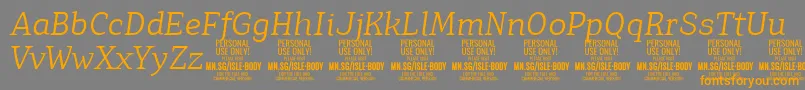 IsleBodyLi i PERSONAL Font – Orange Fonts on Gray Background